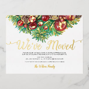 Vintag Holly Berries Pine Cone Folien Feiertagspostkarte