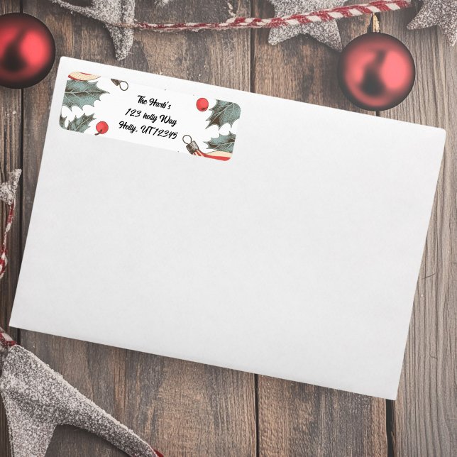 Vintag Holly Christmas (Vintage holly Return Address Labels)