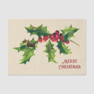 Vintag Holly Christmas Gruß Seidenpapier