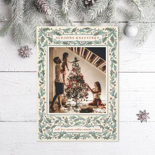 Vintag Holly Foto Feiertagskarte