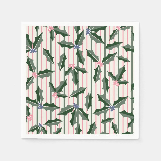 Vintag Holly Holiday Serviette (Vorderseite)