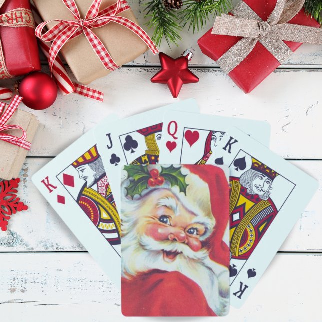 Vintag Holly Jolly Santa Claus Weihnachten Spielkarten (Von Creator hochgeladen)