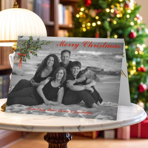 Vintag Holly Maßgeschneiderte Weihnachts-Fotokar Feiertagskarte