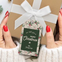 Vintag Holly und Berries Frohe Weihnachten Geschenkanhänger