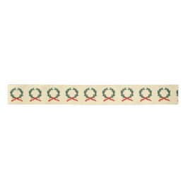 Vintag Holly Wreath Satinband
