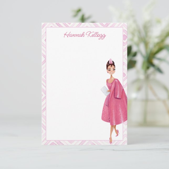 Vintag Hollywood Audrey Pink Personalisiert Dankeskarte (Stehend Vorderseite)