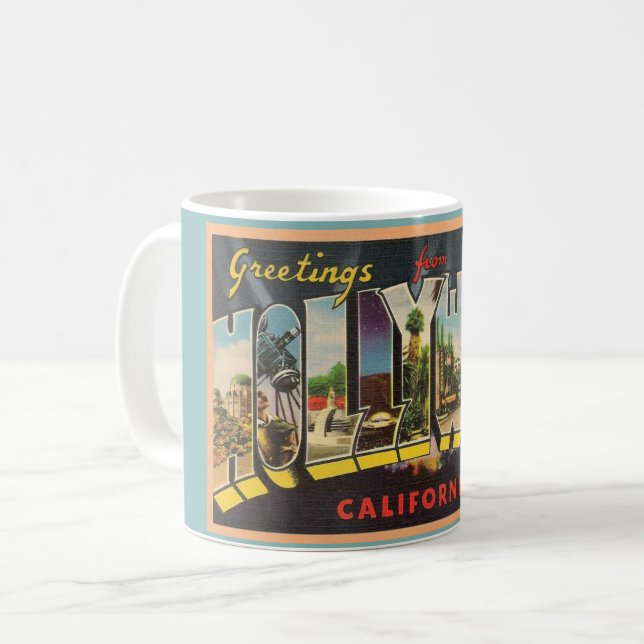 Vintag Hollywood California Tasse (Vorderseite Links)