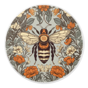 Vintag Honey Bee William Morris Inspirierte Floral Keramikknauf