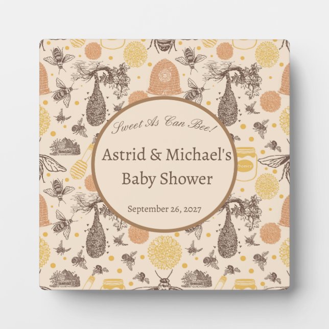 Vintag Honey Bumblebee Baby Dusche Fotoplatte (Vorderseite)