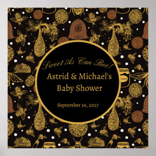 Vintag Honey Bumblebee Black Baby Shower Poster