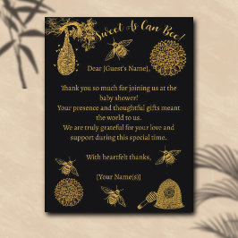 Vintag Honey Bumblebee Black Baby Shower Postkarte