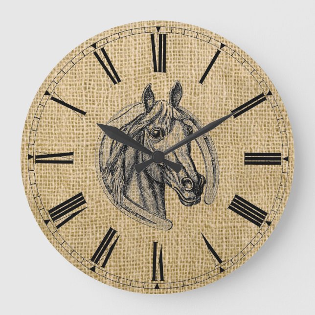 Vintag Horse Cameo Große Wanduhr (Vorderseite)