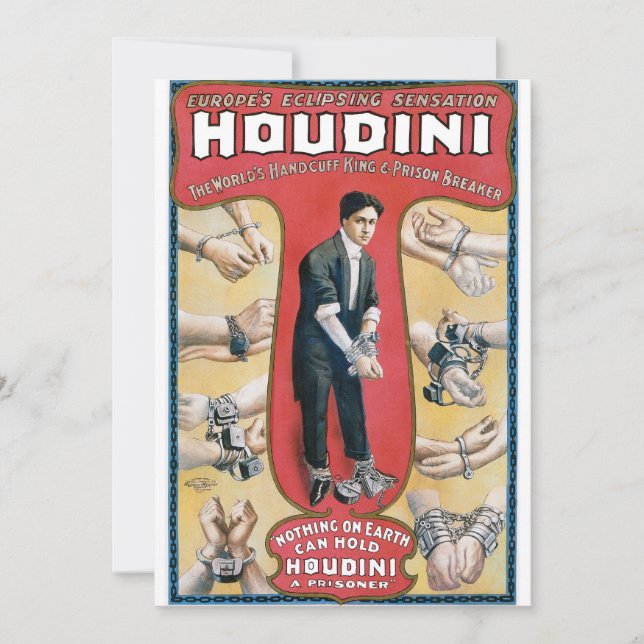 Vintag Houdini Handcuff King Advertising Poster (Vorderseite)