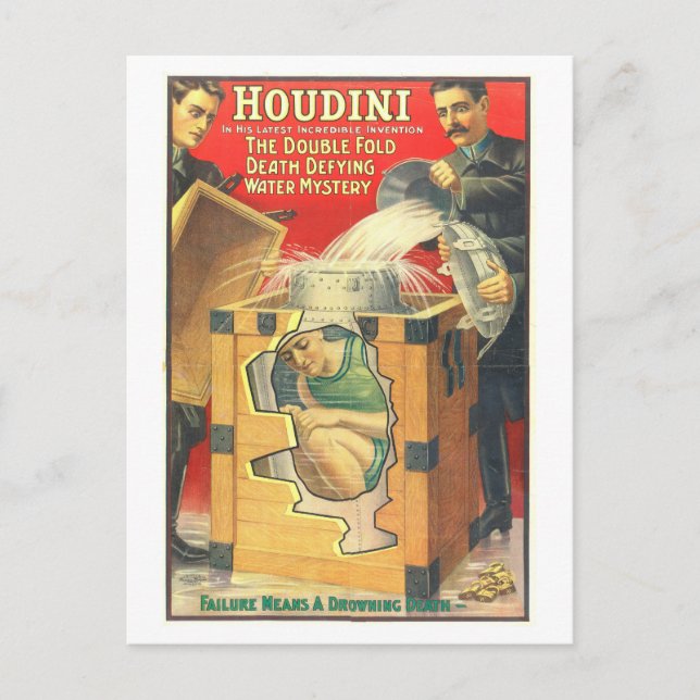 Vintag Houdini Water Mystery Advertising Postkarte (Vorderseite)