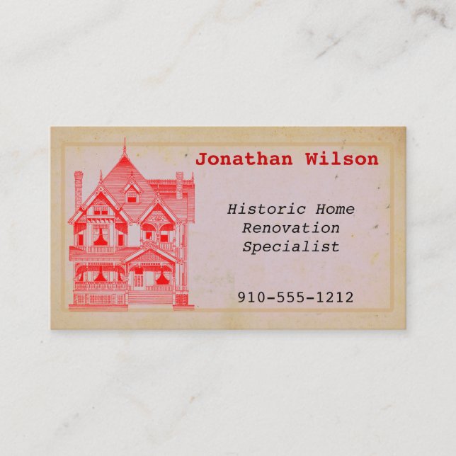 Vintag House Real Anwesen Renovation Business Card Visitenkarte (Vorderseite)