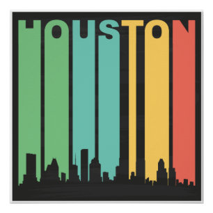 Vintag Houston Cityscape Poster