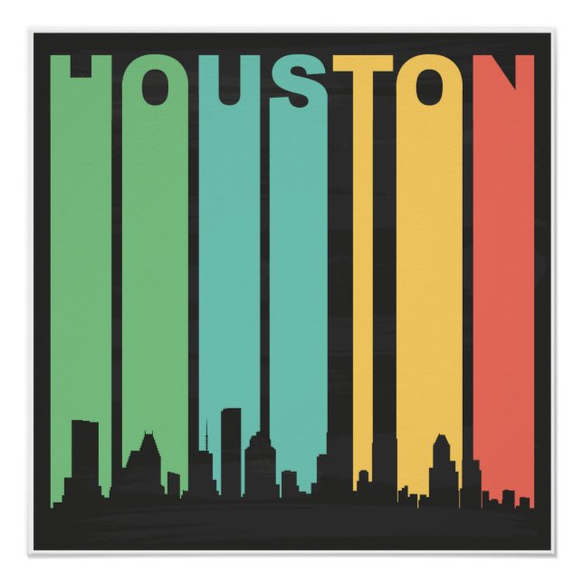 Vintag Houston Cityscape Poster (Vorderseite)