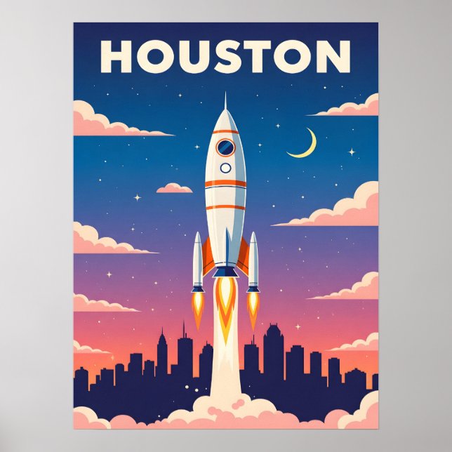 Vintag Houston Space City Poster (Vorne)