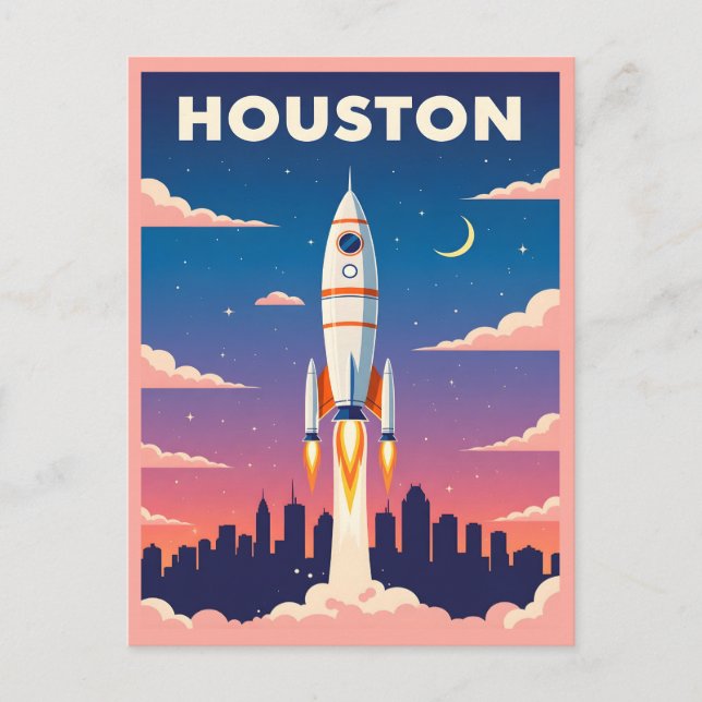 Vintag Houston Space City Postkarte (Vorderseite)