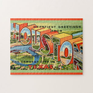 Vintag Houston Texas Postcard Puzzle