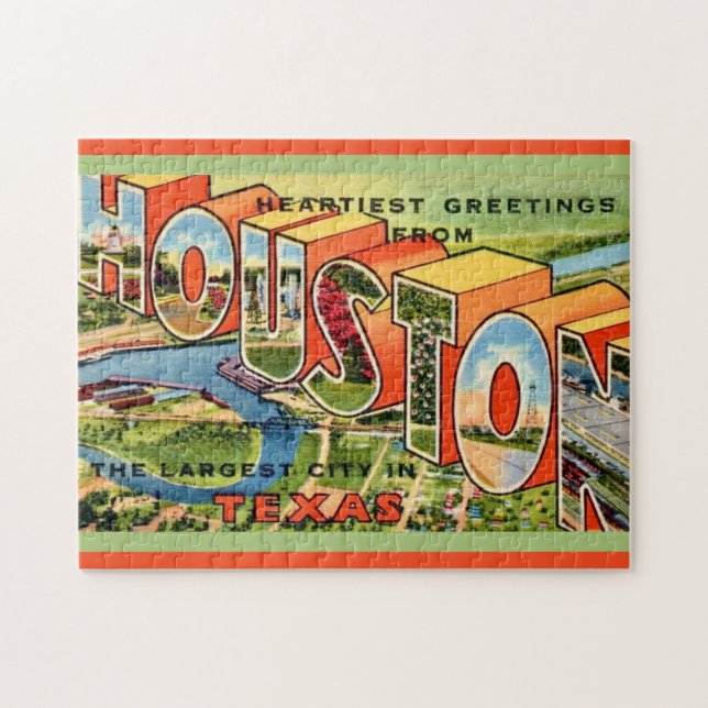 Vintag Houston Texas Postcard Puzzle (Horizontal)