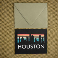 Vintag Houston Texas Sunset Colorful Skyline