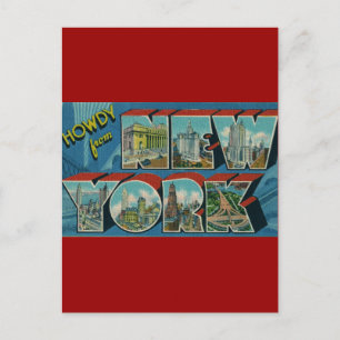 Vintag Howdy aus New York Postkarte