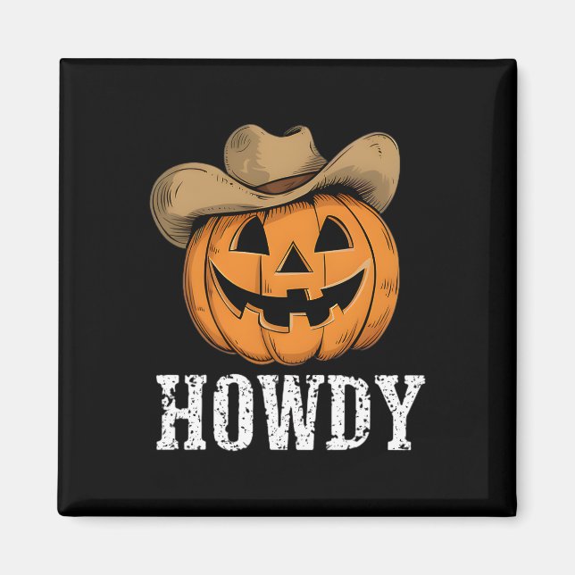 Vintag Howdy Pumpkin Cowboy Western Magnet (Vorne)