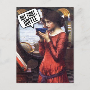 VINTAG HÜBSCHE LADY COFFEE FUNNY POSTCARD POSTKARTE