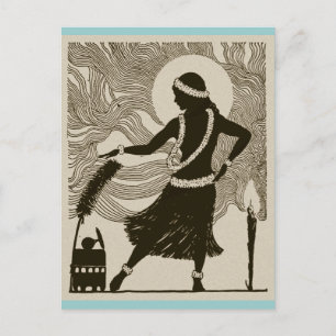Vintag Hula Girl Postkarte