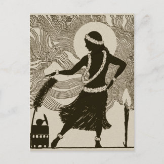 Vintag Hula Girl Postkarte