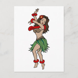 Vintag Hula Hawaiian Girl Tattoo Art Postkarte