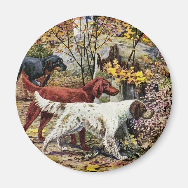 Vintag Hunde Setter Trio Magnet (Vorne)