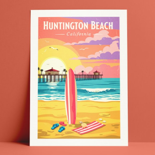 Vintag Huntington Beach California Postkarte (Von Creator hochgeladen)