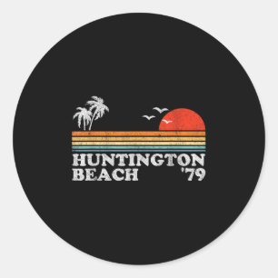 Vintag Huntington Beach California Retro Surfing Runder Aufkleber