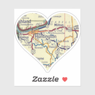 Vintag Huntington WV-Karte Aufkleber