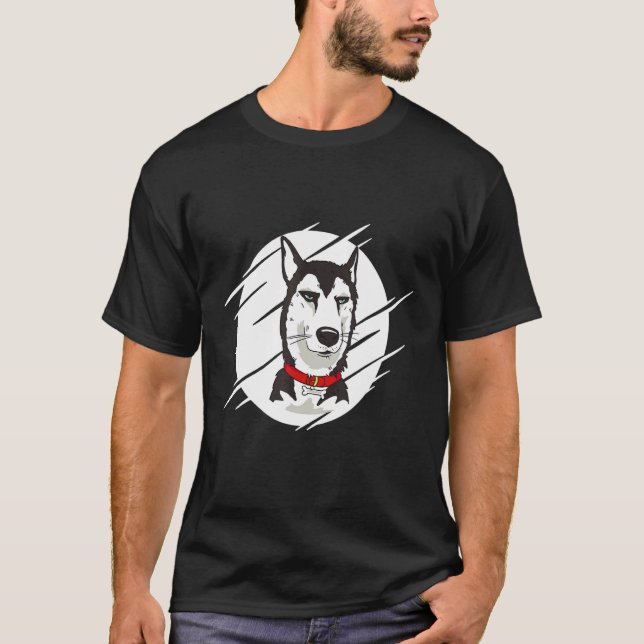 Vintag Husky Dog T-Shirt (Vorderseite)