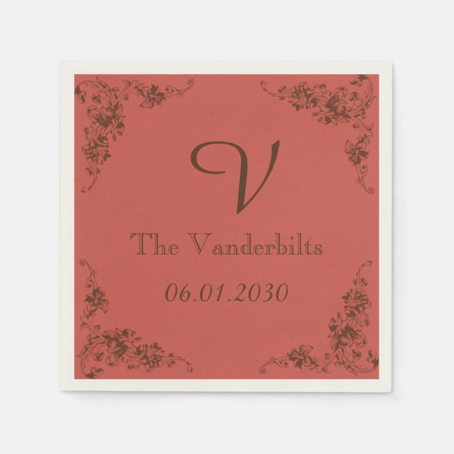 Vintag Hydrangea Monogram Wedding Napkin Serviette (Vorderseite)
