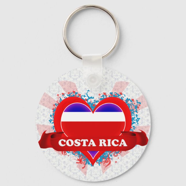 Vintag I Liebe Costa Rica Schlüsselanhänger (Vorderseite)