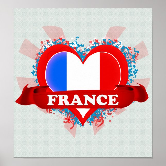 Vintag I Liebe Frankreich Poster (Vorne)