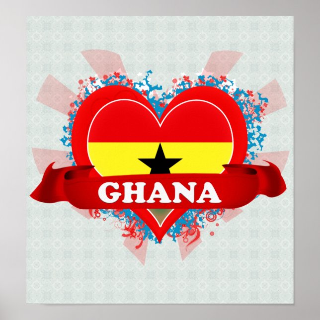Vintag I Liebe Ghana Poster (Vorne)