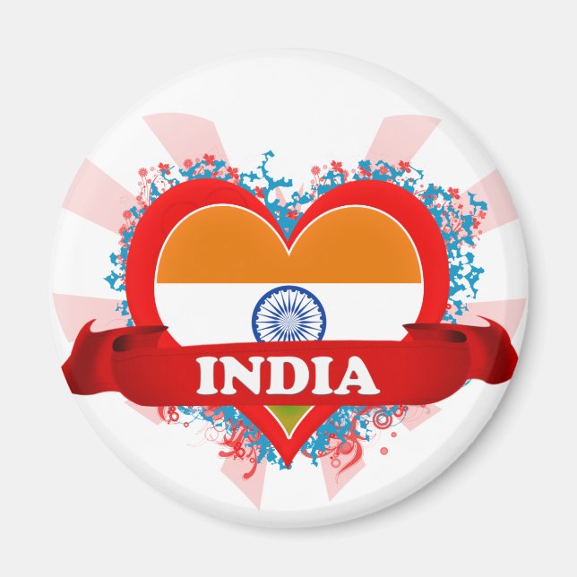 Vintag I Liebe Indien Magnet (Vorne)