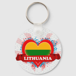 Vintag I Liebe Litauen Schlüsselanhänger