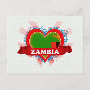 Vintag I Liebe Sambia Postkarte