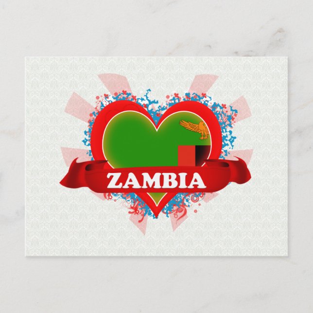 Vintag I Liebe Sambia Postkarte (Vorderseite)