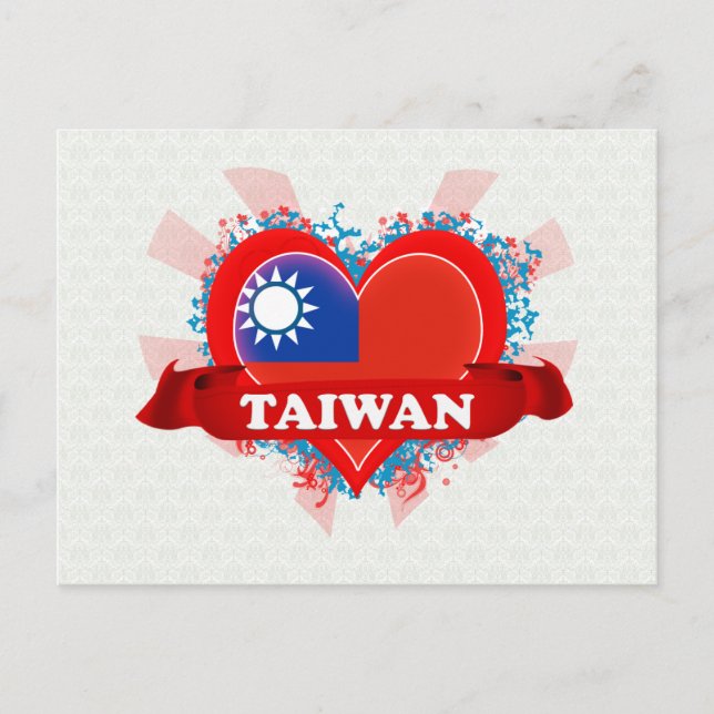 Vintag I Liebe Taiwan Postkarte (Vorderseite)