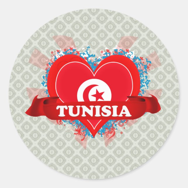 Vintag I Liebe Tunesien Runder Aufkleber (Vorderseite)