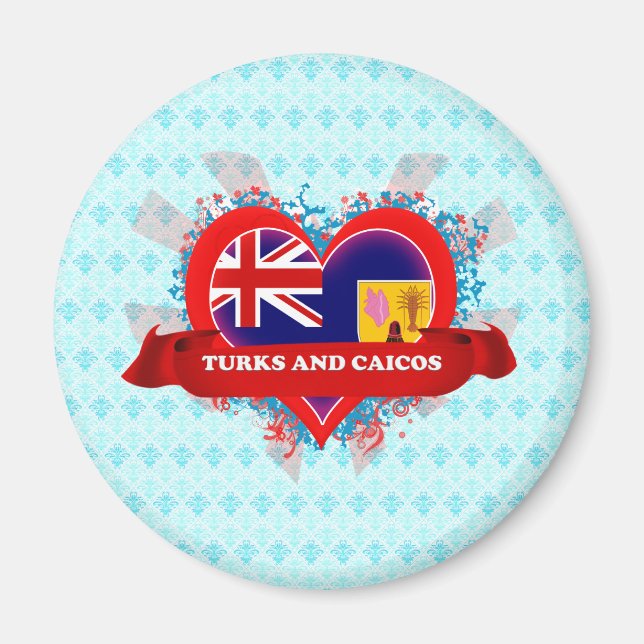 Vintag I Liebe Turks und Caicos Magnet (Vorne)
