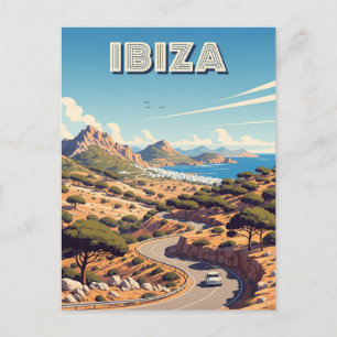 Vintag Ibiza Spanien Reisen Postkarte