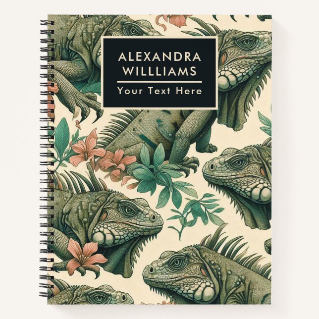 Vintag Iguana Pattern Notizbuch (Vorderseite)